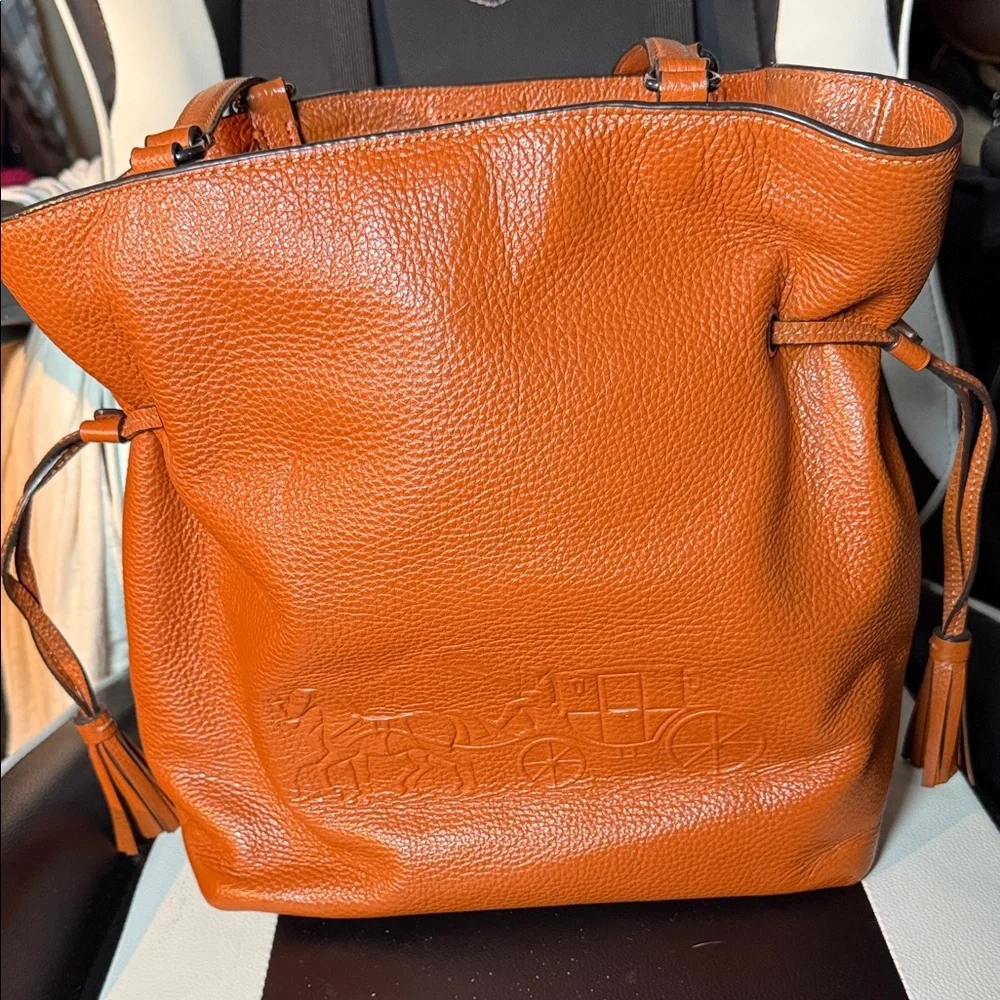 Coach ‘Andy’ Orange Pebbled Leather Tote Bag - Picture 12 of 12